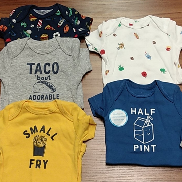 Carter's 5 pk Newborn Bodysuit Set food theme-New with Tags - Picture 1 of 6